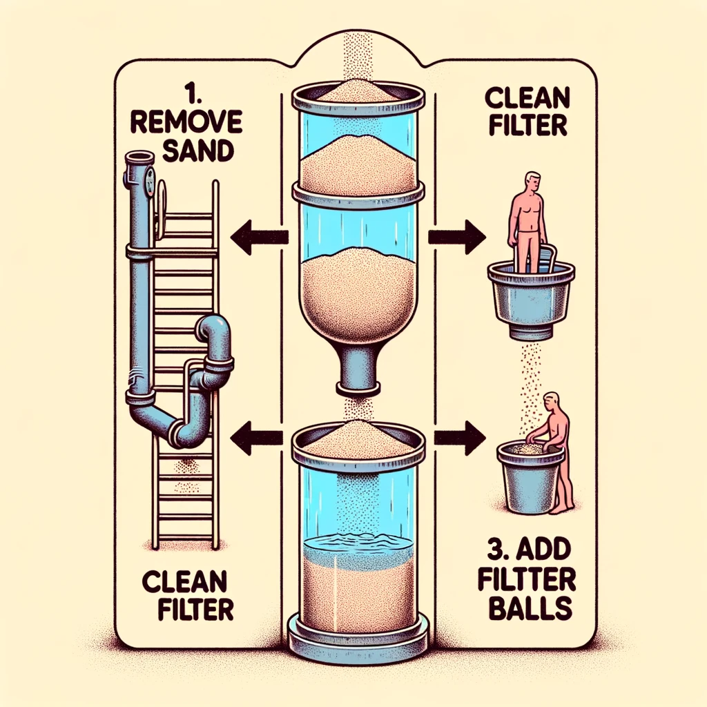 Providing a step-by-step guide on how to convert from pool filter sand to reusable filter balls