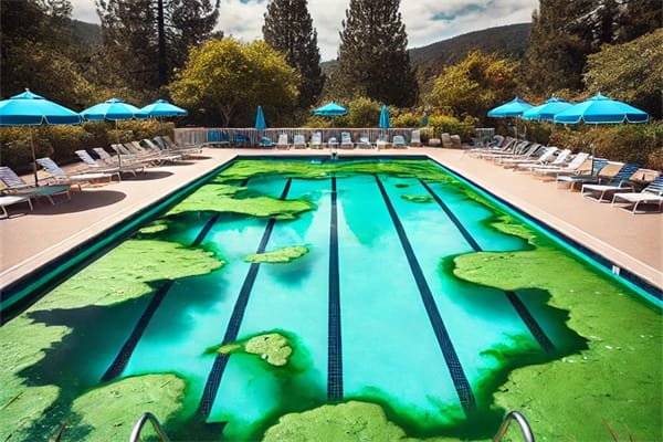 Swimming pool full of algae