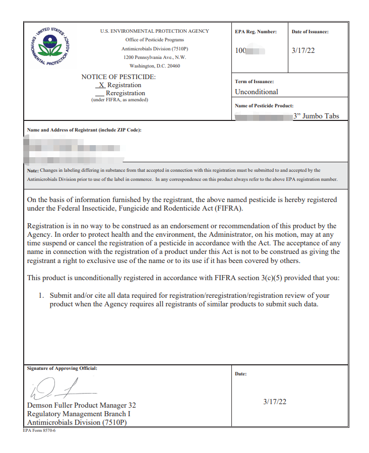  Flocculant Certificate